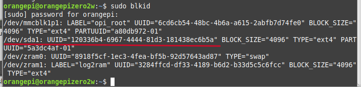 sudo blkid